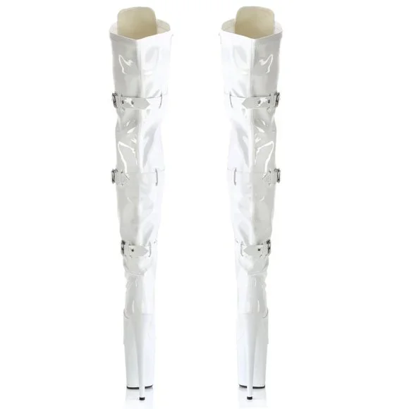 White Patent Stretch Thigh Boots 4